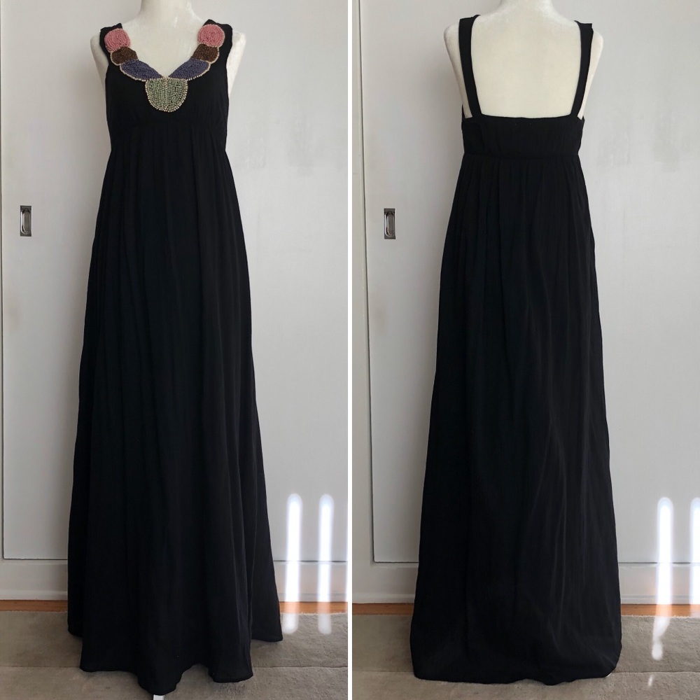 Anthropologie Ella Moss Beaded neckline maxi dress